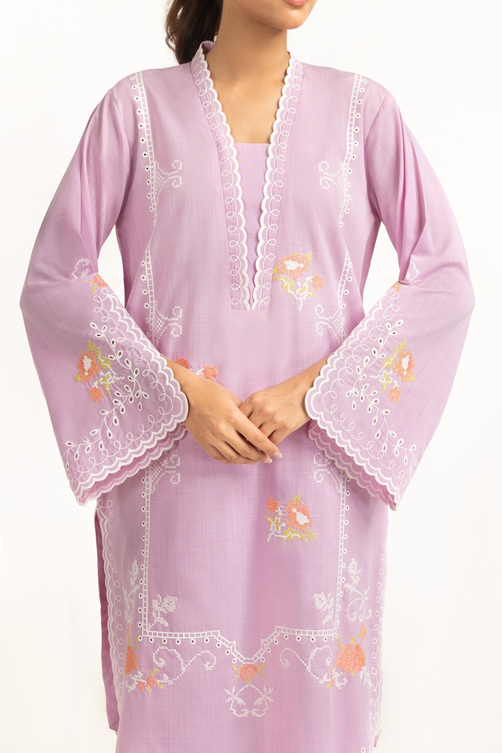 Poly Slub Embroidered Co-Ord Set