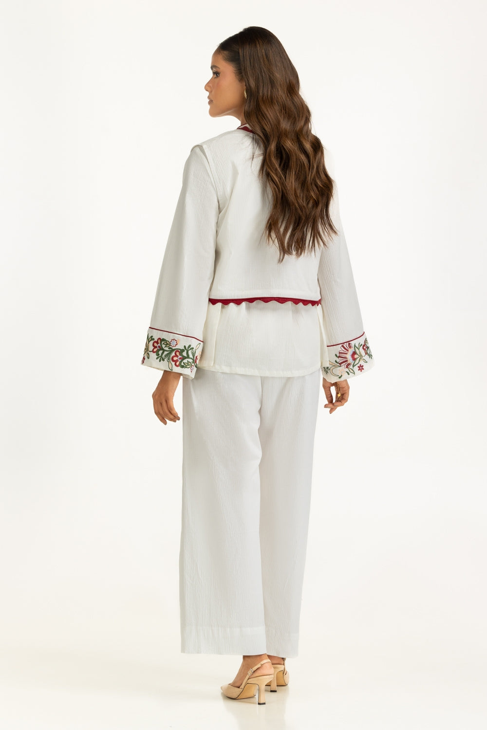Ripple Crinkle Embroidered Co-Ord Set