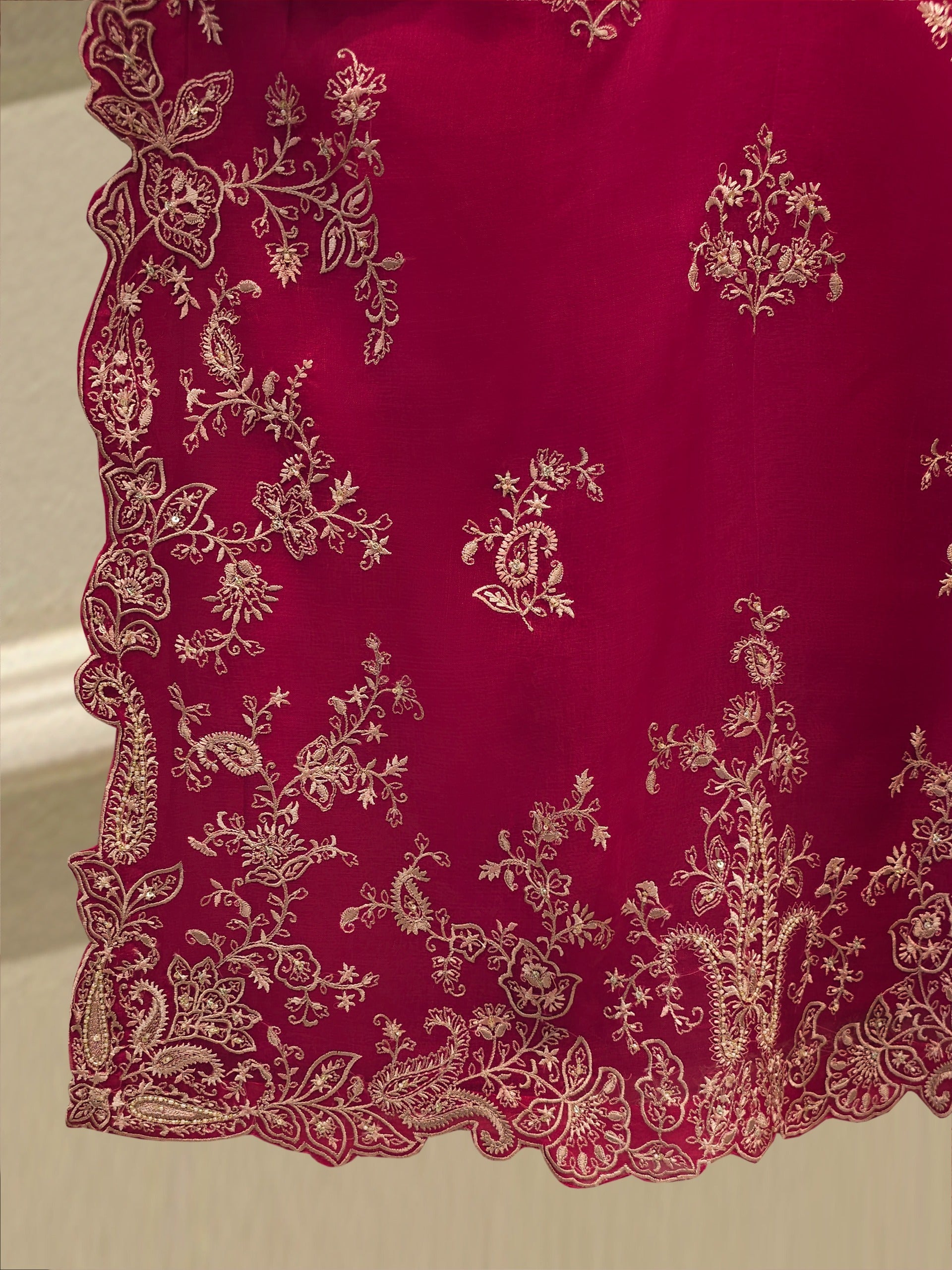 3 Piece - Pure Organza Embroidered Suit S114396