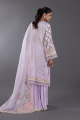 Stitched Organza Embroidered Shirt + Plazo + Dupatta