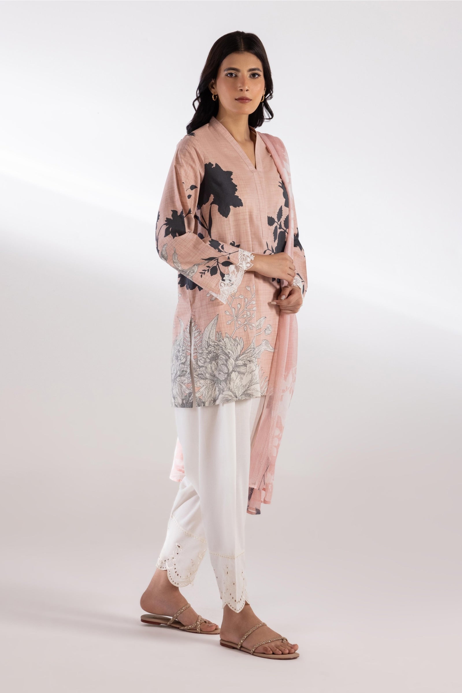 Stitched Mahay Lawn Shirt + Dupatta