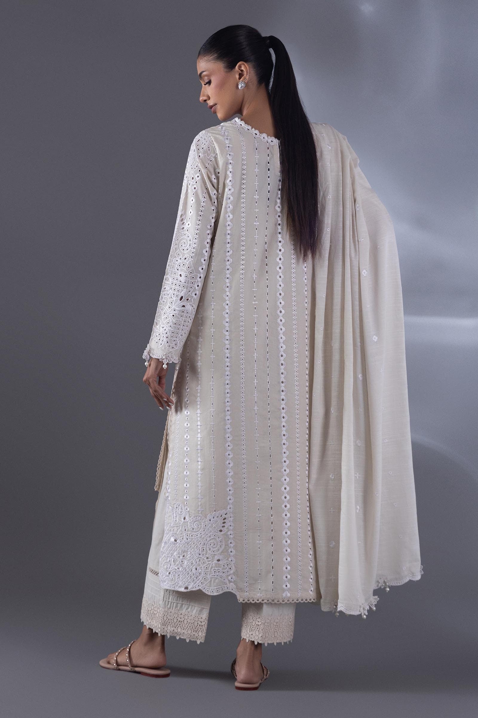 Stitched Lawn Embroidered Shirt + Culotte