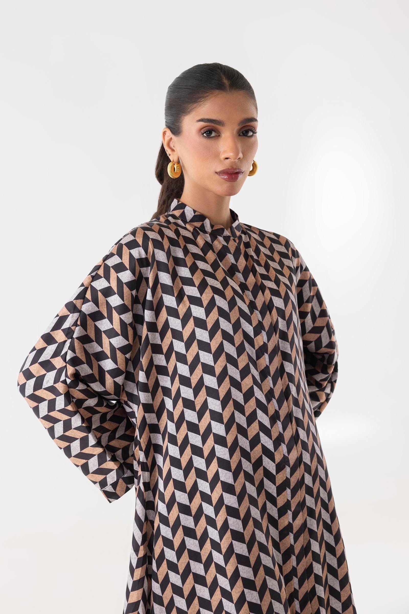 Stitched Black And White Printed Shirt + Culotte