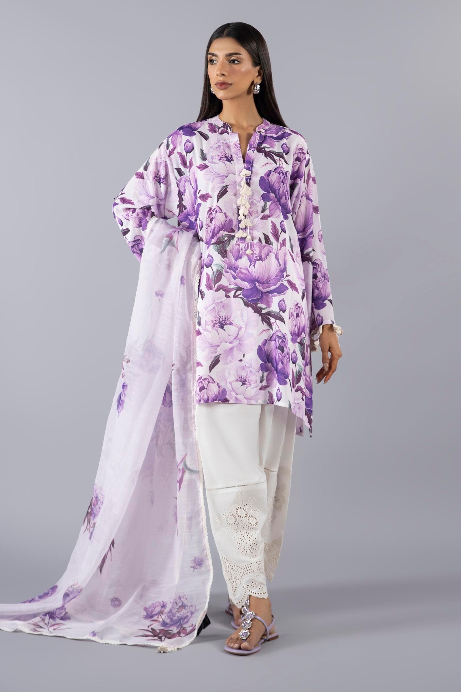 Stitched Printed Satin Shirt
