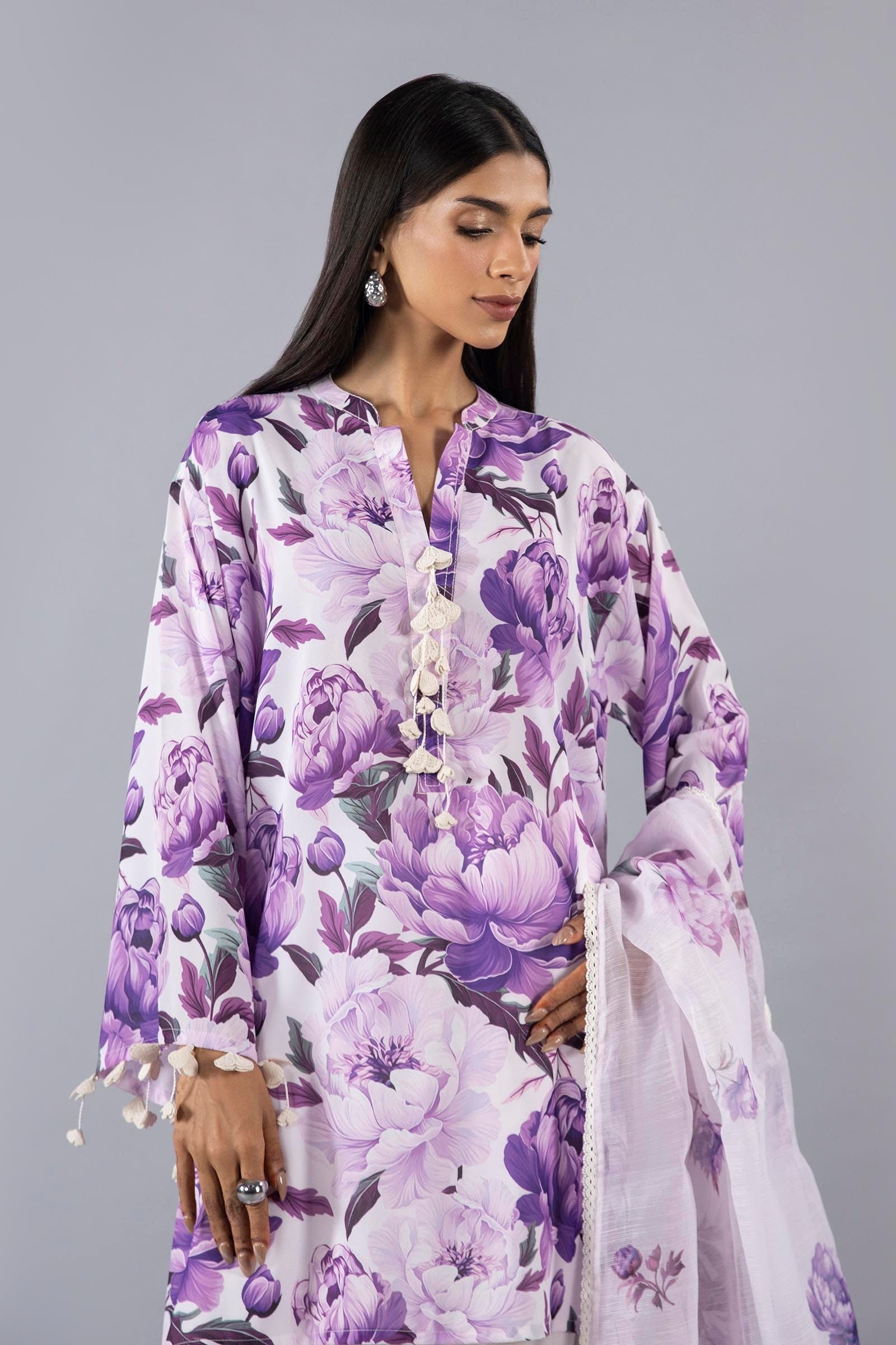 Stitched Printed Satin Shirt
