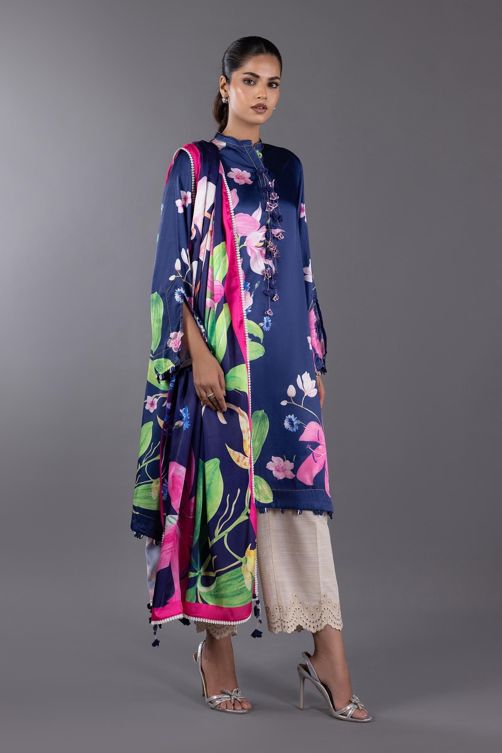 Stitched Satin Shirt + Dupatta