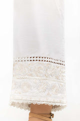 White Embroidered Indian Raw Silk Trousers TR-21-107