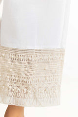 Off White Dyed Raw Silk Embroidered Trousers