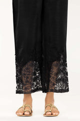 Black Embroidered Indian Raw Silk Trousers