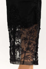 Black Embroidered Indian Raw Silk Trousers