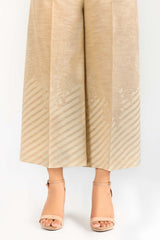 Beige Screen Printed Khaddar Trouser