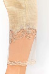 Beige Embroidered Khaddar Trouser