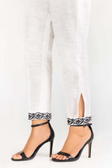 Off-White Embroidered Khaddar Trouser