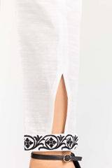 Off-White Embroidered Khaddar Trouser