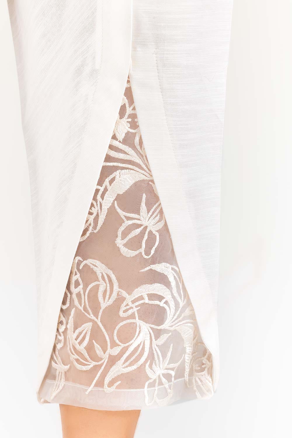 Off-White Embroidered Khaddar Trouser