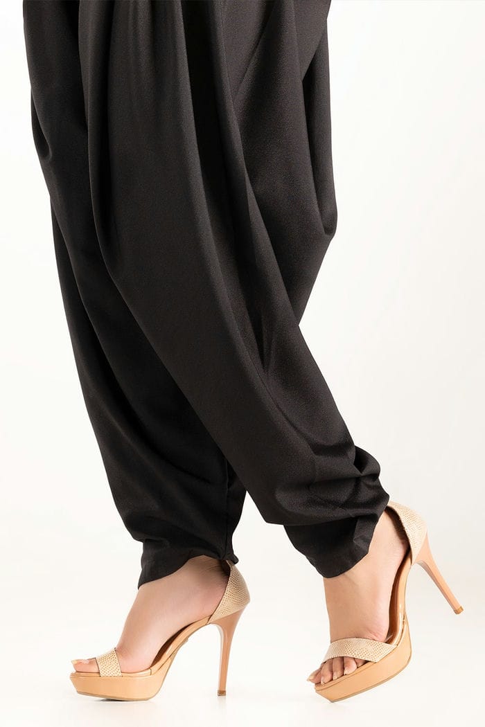 Black Poly Crepe Shalwar