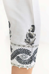 Off White Raw Silk Embroidered Trousers