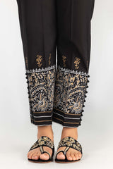 Black Screen Printed Cambric Trousers