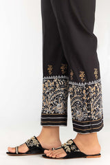 Black Screen Printed Cambric Trousers