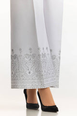 White Rawsilk Block Printed Trouser