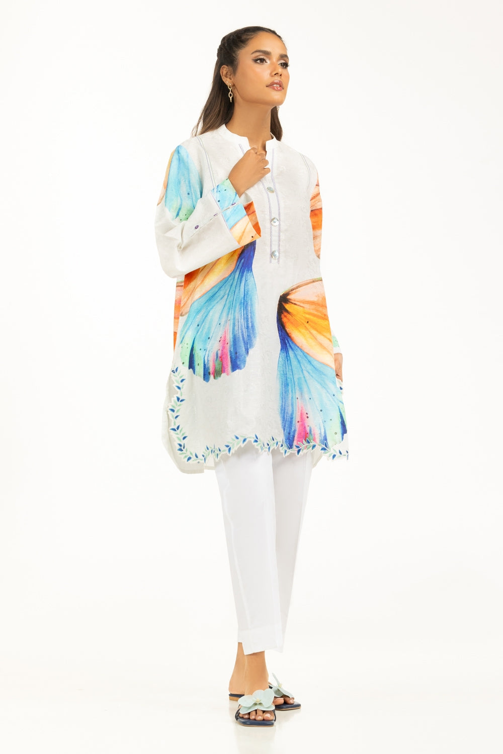 Viscose Jacquard Printed Shirt With Embroidered