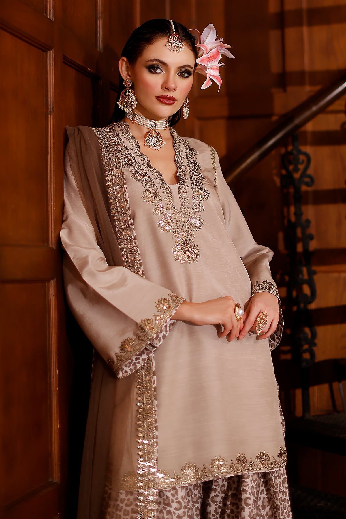3-PC Embroidered Raw Silk CMA-6-157