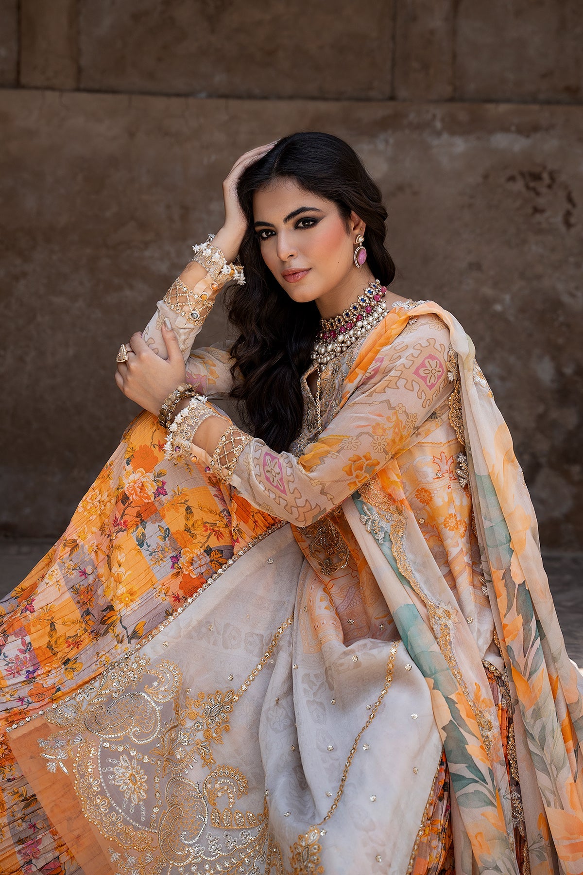 3-PC Stitched Embroidered Chiffon Collection VSLW6-06P