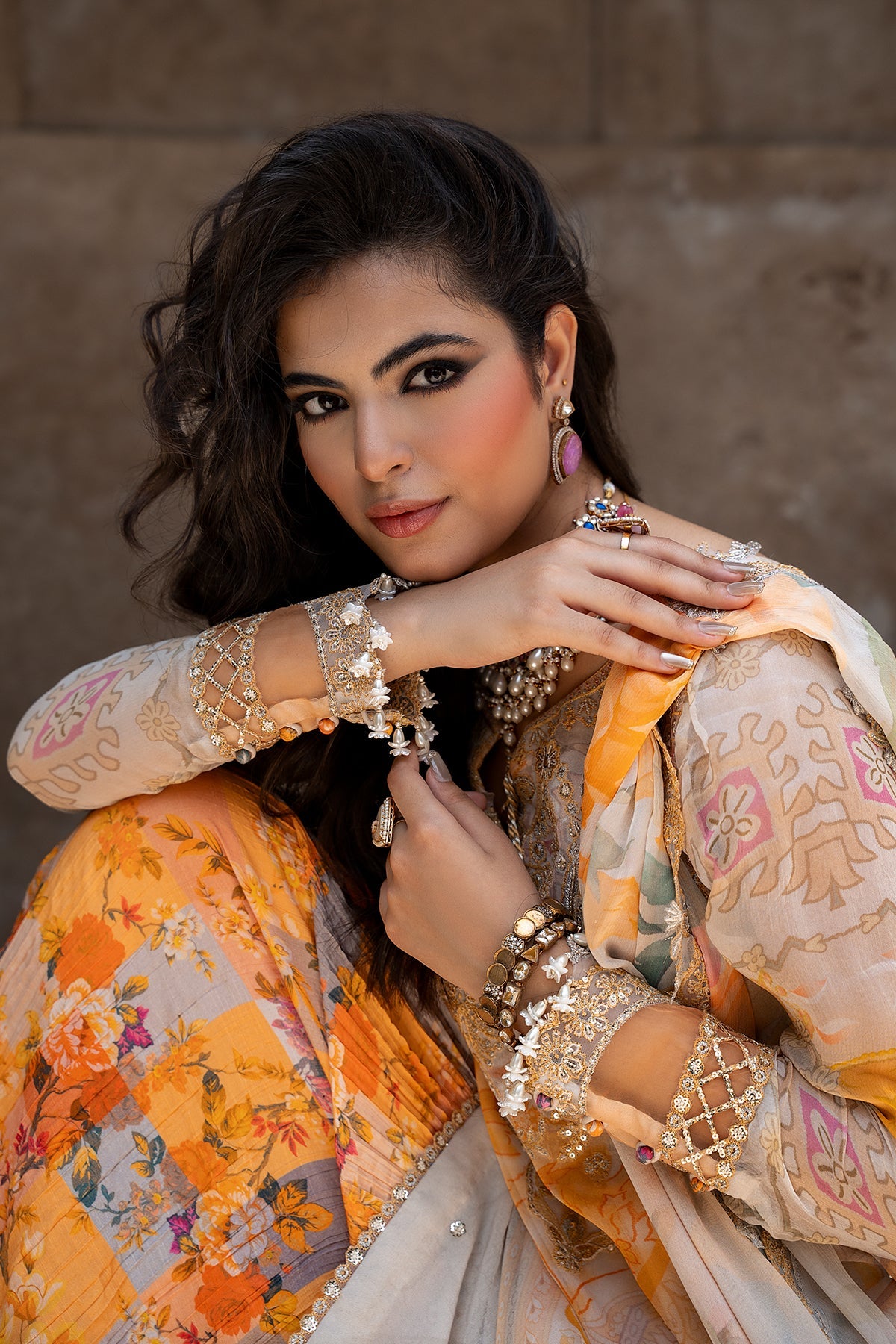 3-PC Stitched Embroidered Chiffon Collection VSLW6-06P