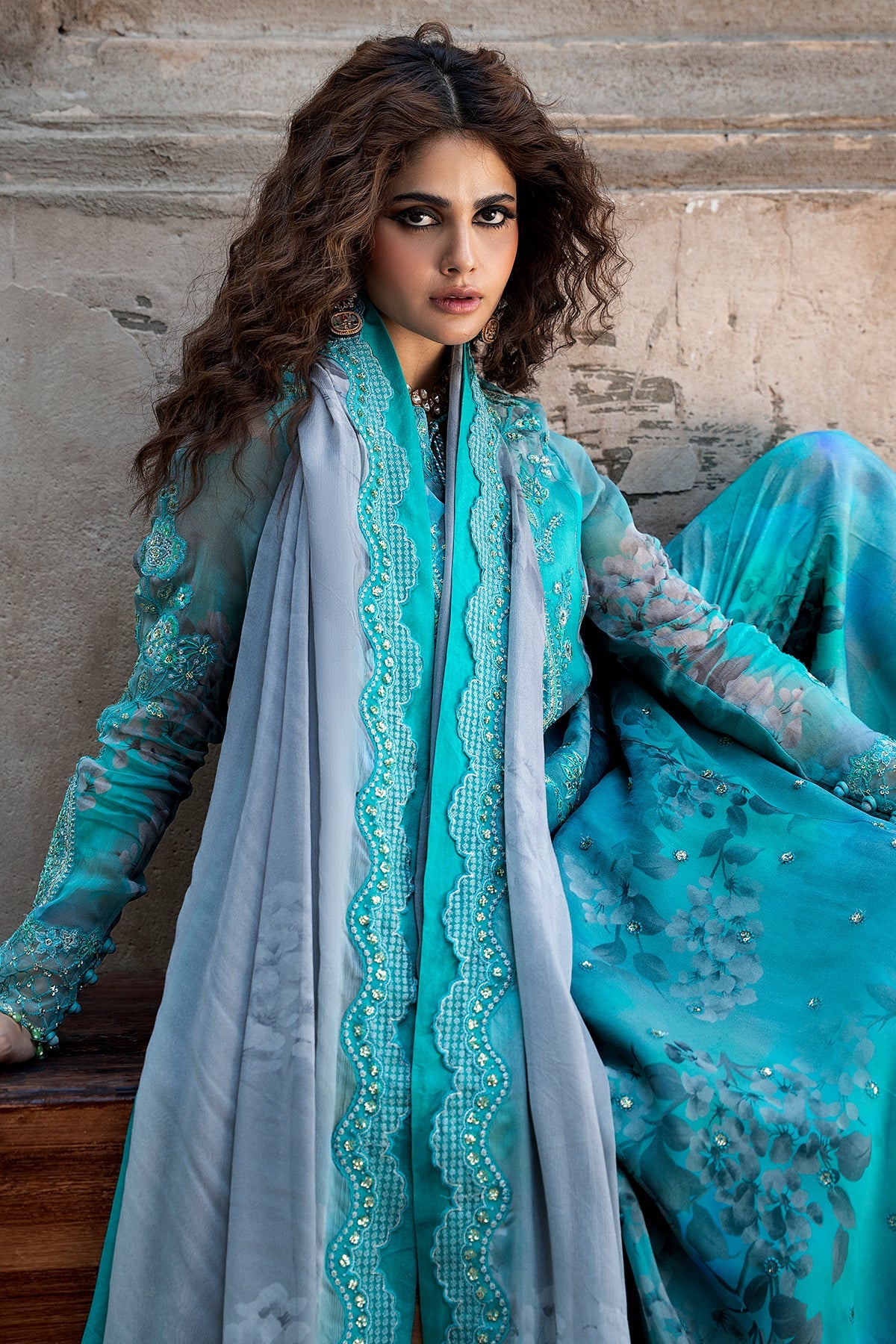3-PC Stitched Embroidered Chiffon Collection VSLW6-08P