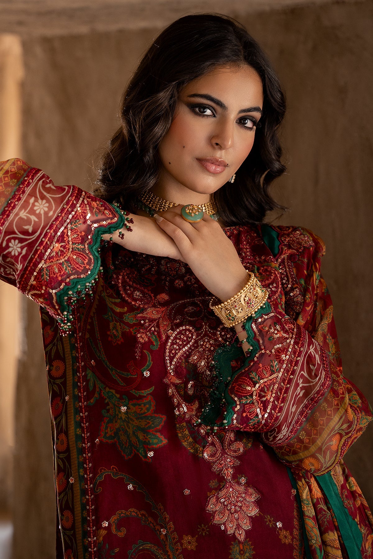 3-PC Stitched Embroidered Chiffon Collection VSLW6-04P
