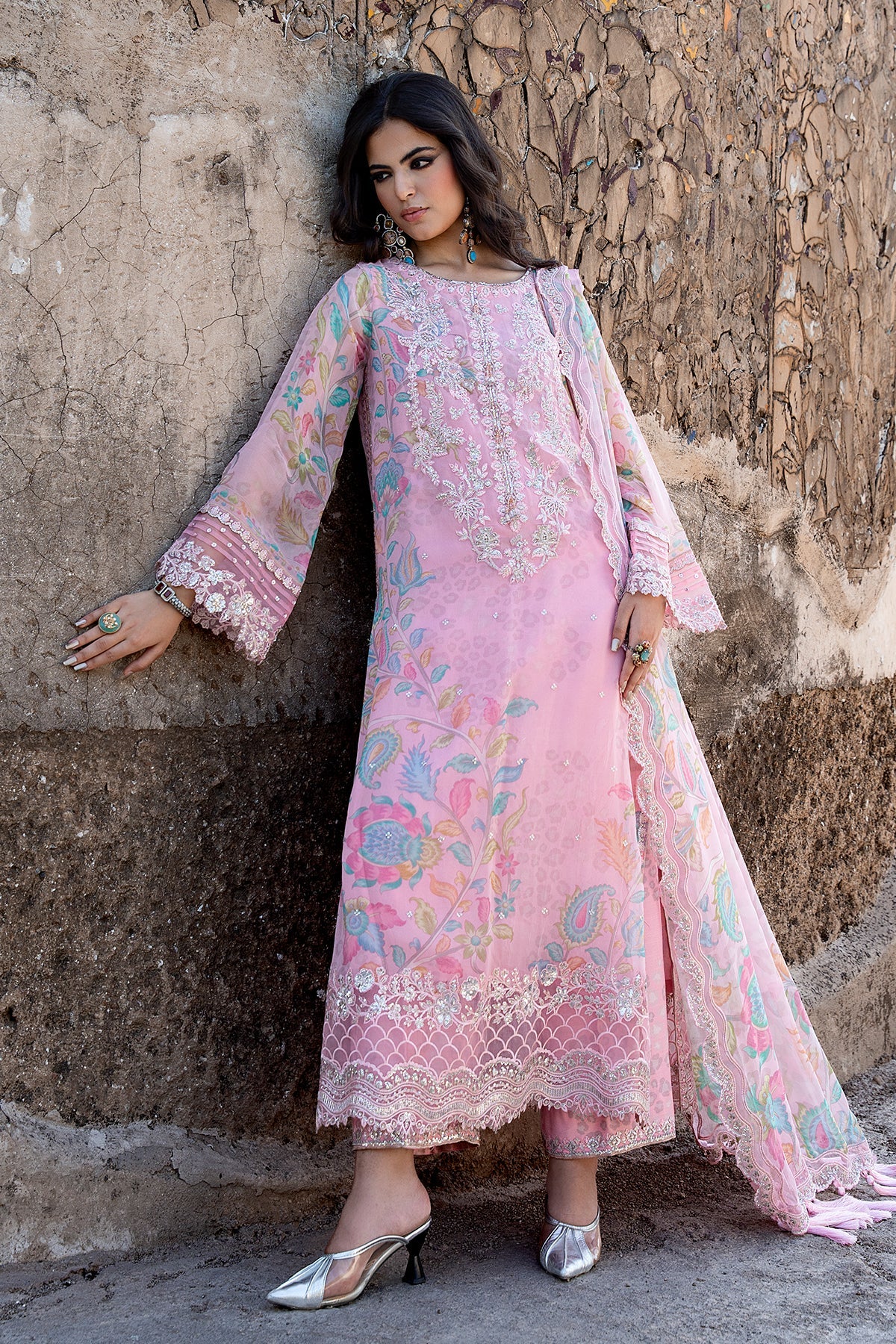 3-PC Stitched Embroidered Chiffon Collection VSLW6-01P
