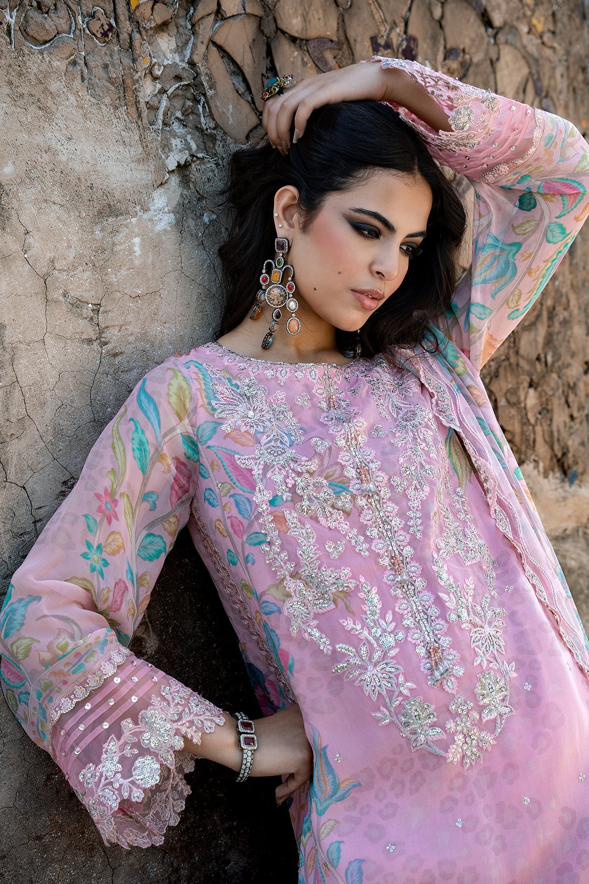3-PC Stitched Embroidered Chiffon Collection VSLW6-01P