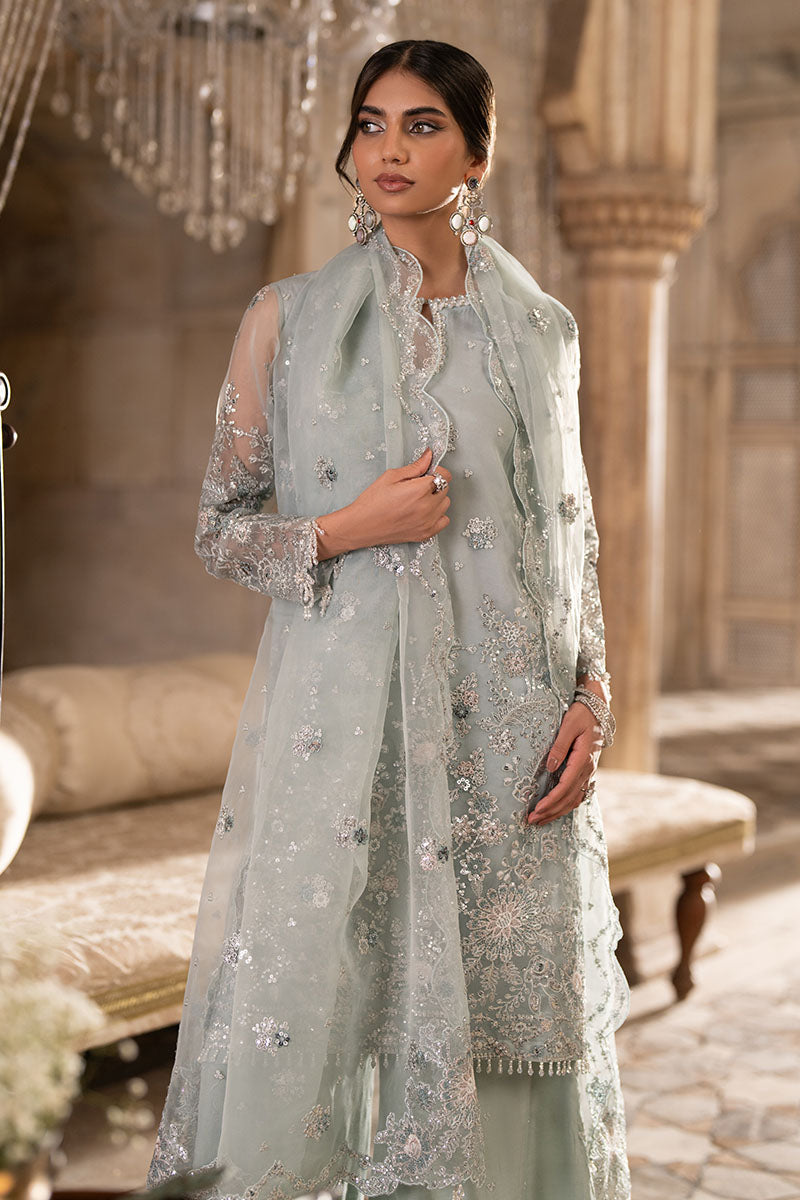 AQUA SPARKLE-3PC ORGANZA EMBROIDERED PRET