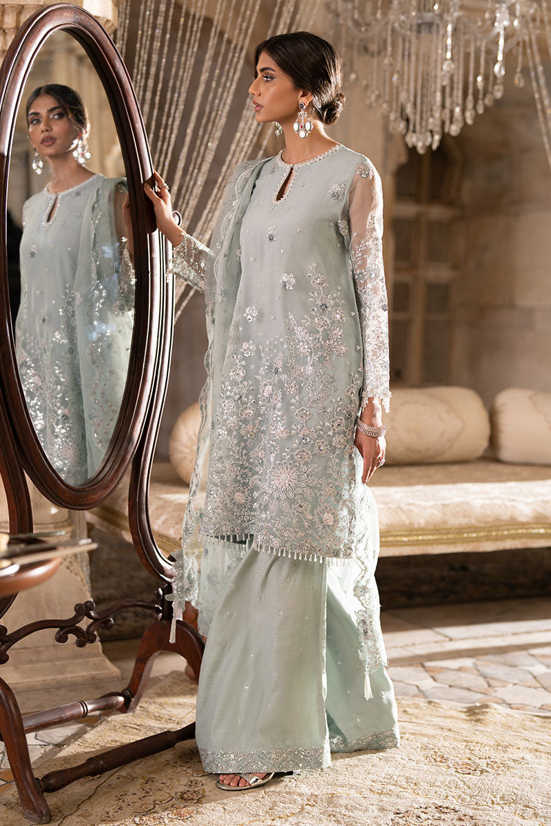 AQUA SPARKLE-3PC ORGANZA EMBROIDERED PRET