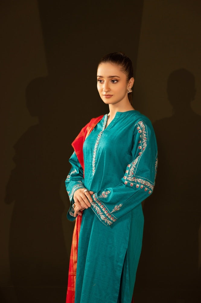 Jacquard Embroidered Shirt And Jacquard Dupatta