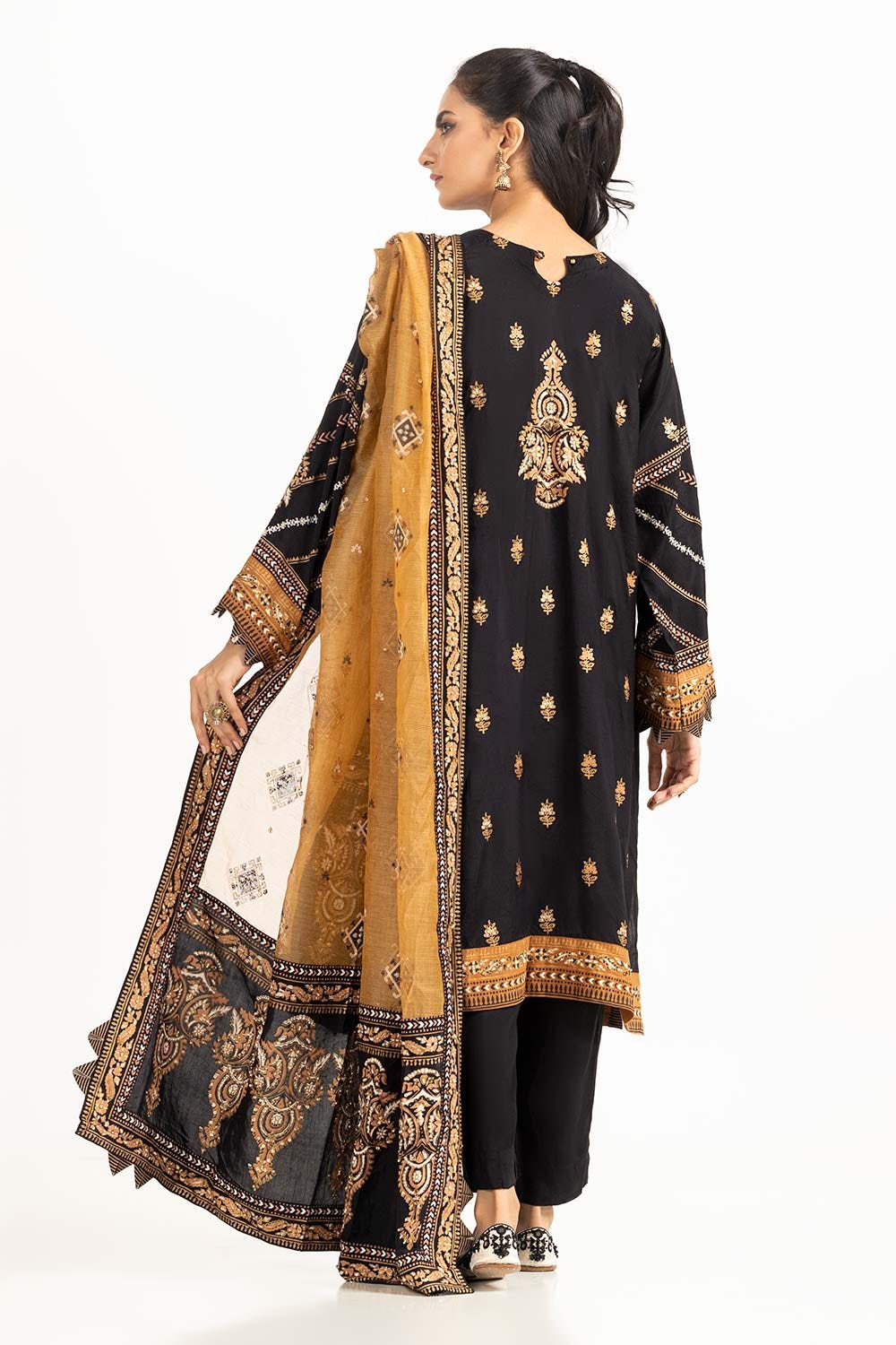 Tehwaar Raw Silk Block Printed Shirt And Trouser With Block Printed Dupatta