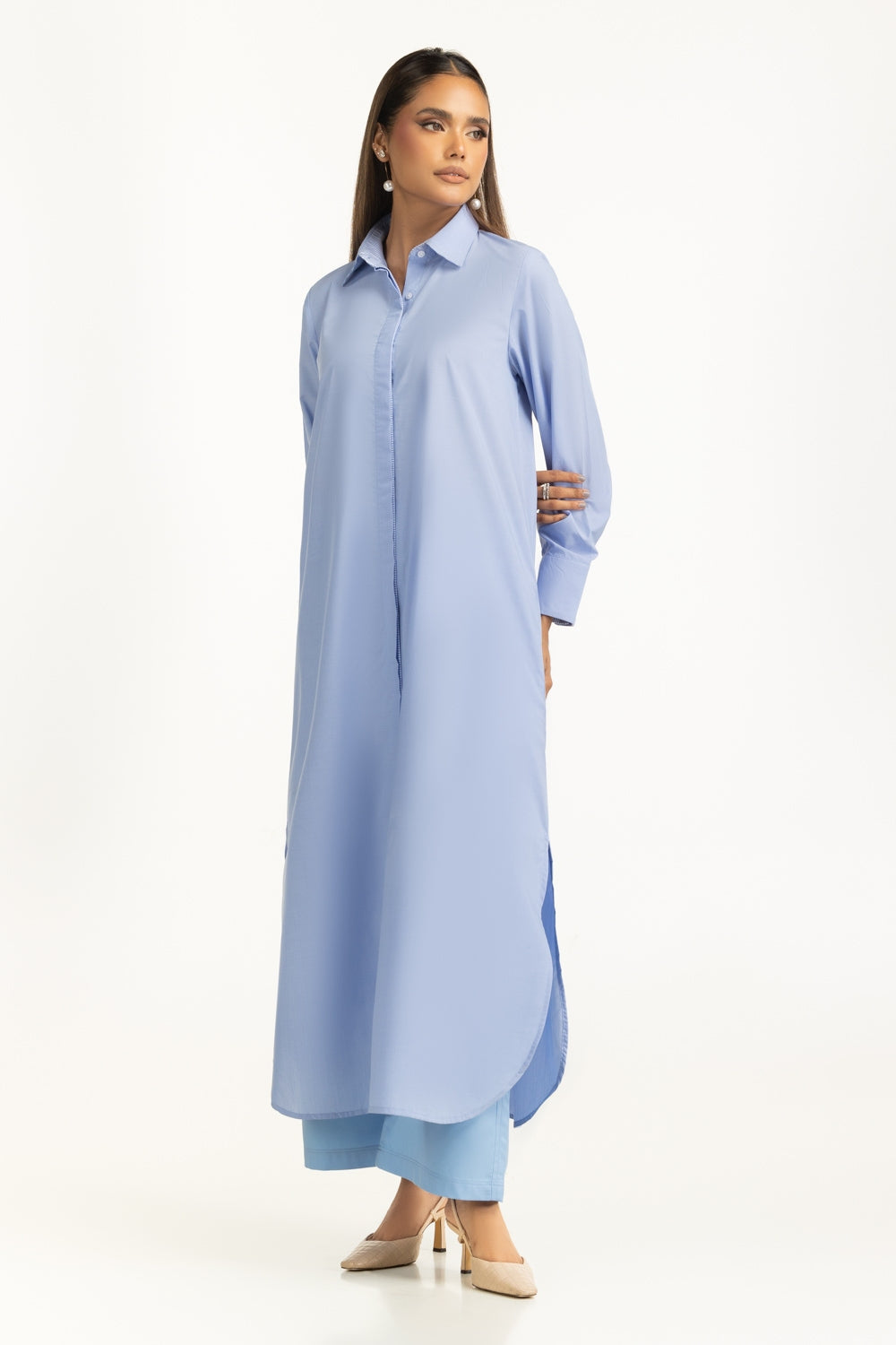 Yarn Dyed Button Down Shirt Dress